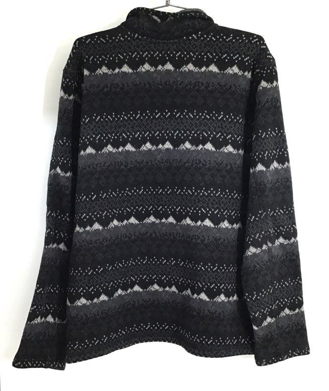 The North Face Men's 1/4 Zip Fleece Pullover Black Gray Fair Isle Geometric Sz L