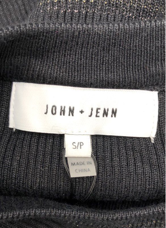 John + Jenn Women's Black Metallic Striped Ribbed Knit Sweater Dress Sz S NWT