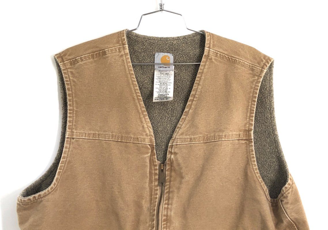 Carhartt Men's Sherpa Lined Sandstone Duck Vest Camel Brown V26 CML XL Tall