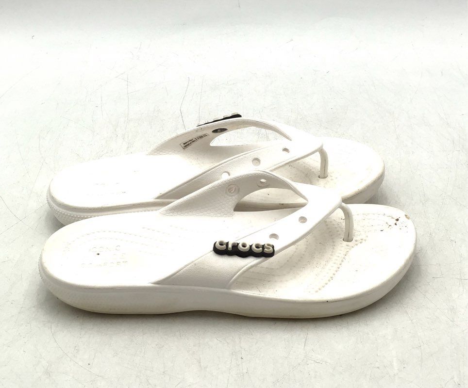 Crocs Women&#39;s White Casual Slip-On Flip-Flop Sandals - Size 10