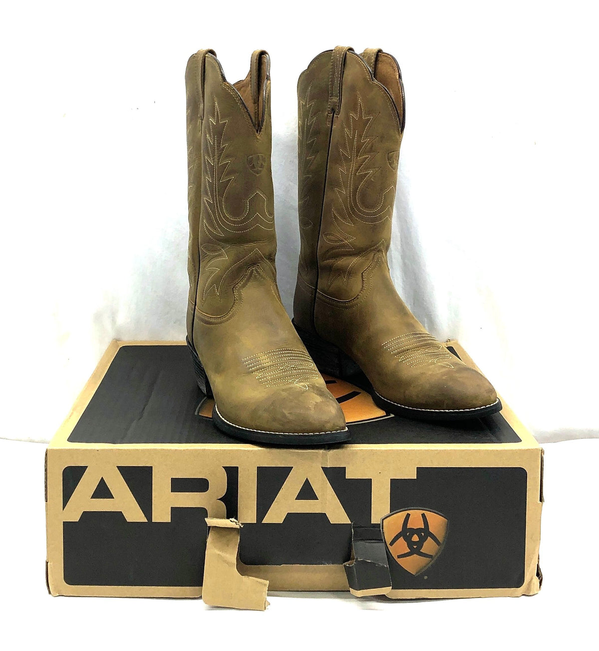 Ariat Heritage Western R-Toe Distressed Brown Leather Cowgirl Boots Size 7.5