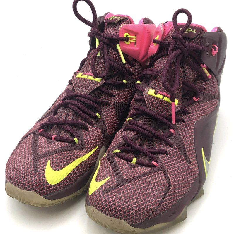 Nike LeBron 12 Double Helix Merlot Volt Pink Basketball Shoes Size 11