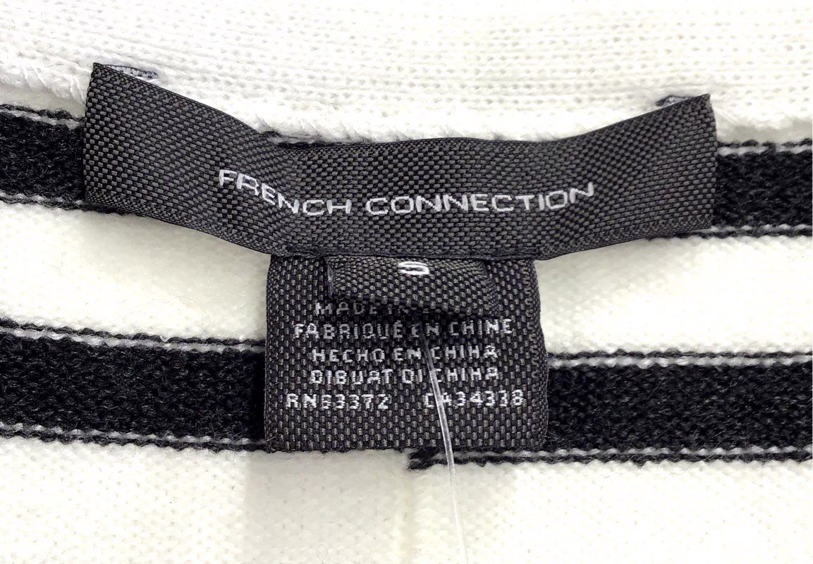 NWT French Connection Women's White Dark Gray Striped Sweater - Size S
