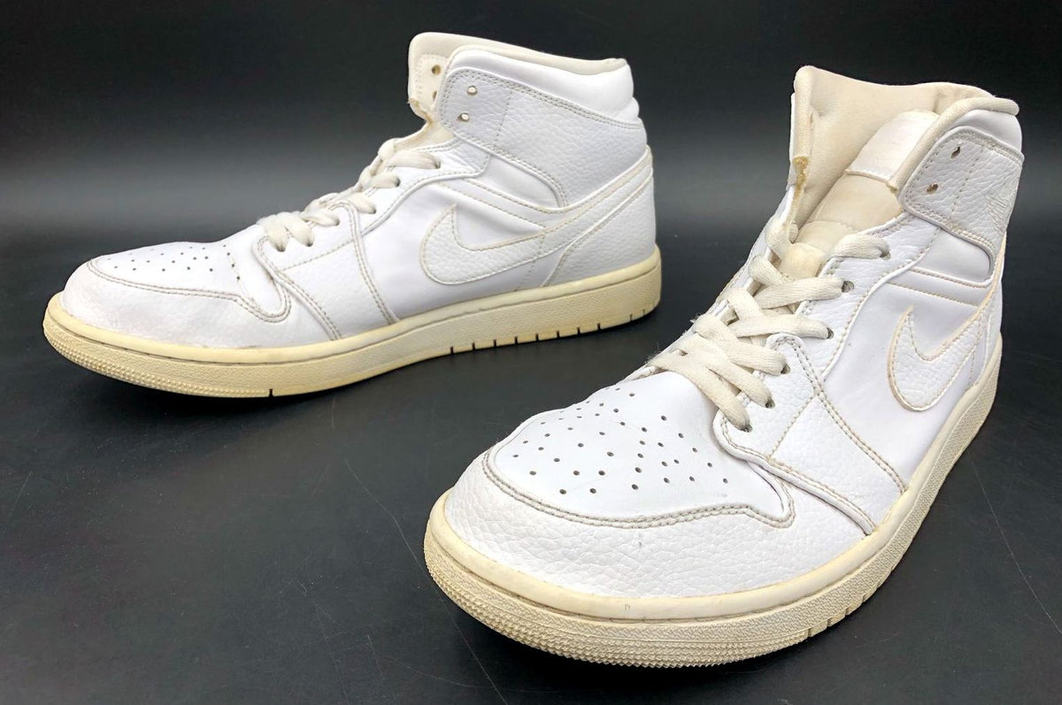 Nike Air Jordan 1 Mid &#39;Triple White&#39; 2020 Men&#39;s Sneakers - Size 10.5 (+COA)