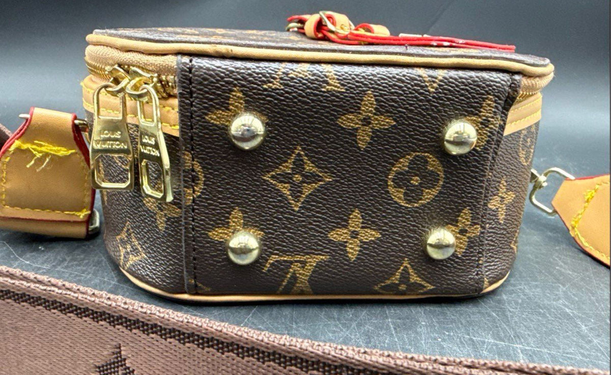 LV Inspired Monogram Print Round Circle Crossbody Bag Purse Not Authentic