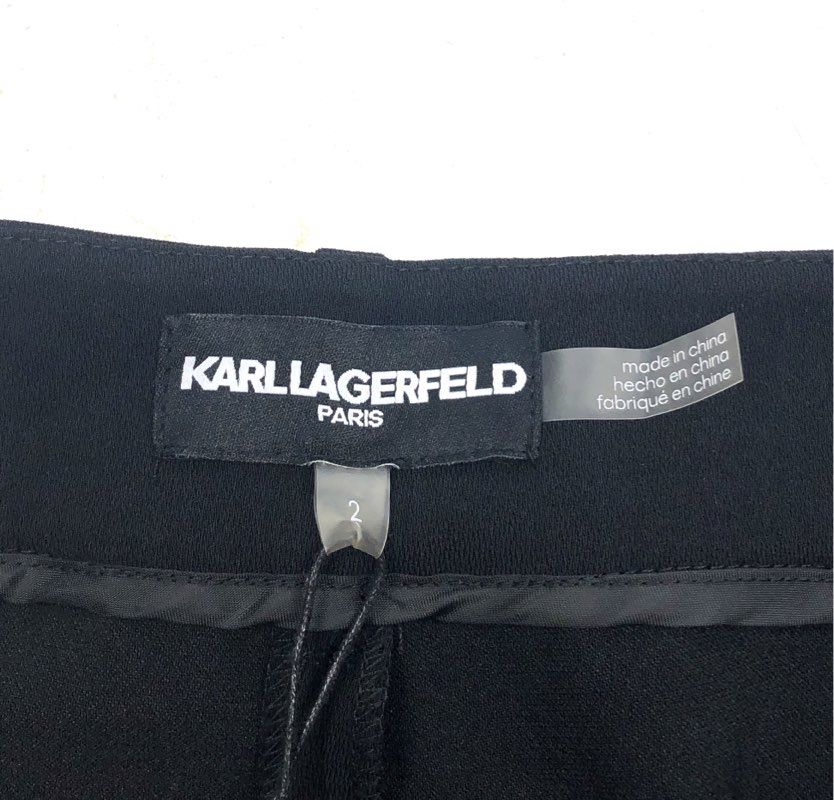 Karl Lagerfeld Paris Women's Black Pleated Tapered Dress Pants NWT Size 2