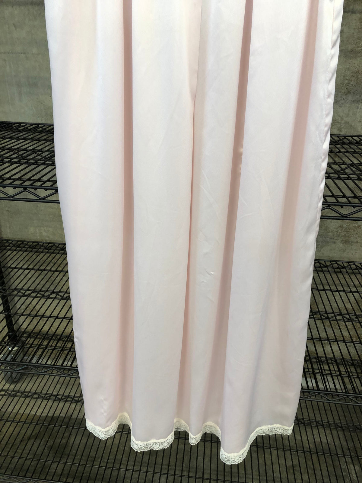 Vintage 90s Christian Dior Women's Pale Pink Lace Trim Nightgown Sz M