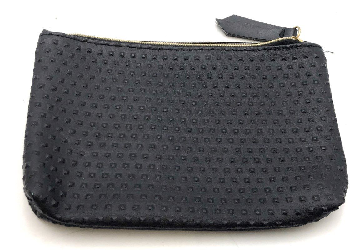Ipsy Black Studded Texture Cosmetic Makeup Pouch Bag Gold Zipper Pull