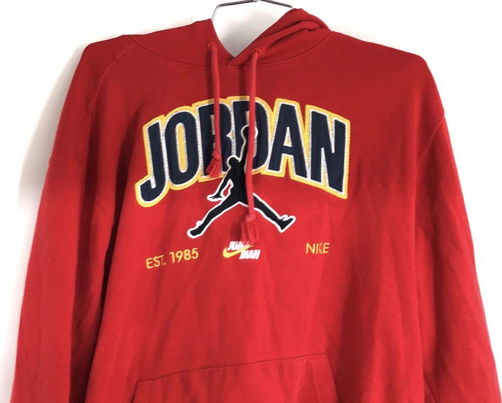 Jordan Men's Red Jumpman Pullover Hoodie Graphic Sweatshirt Sz M