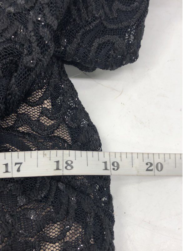 Alex Evenings Women's Black Lace Beaded Waist Long Sleeve Dress Sz 14W NWT