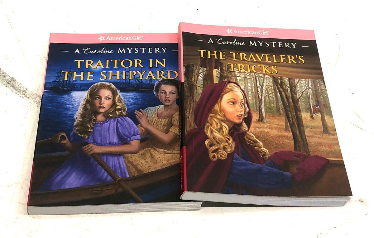 American Girl Caroline Mystery Book Lot (2) Traitor Shipyard Traveler Tricks