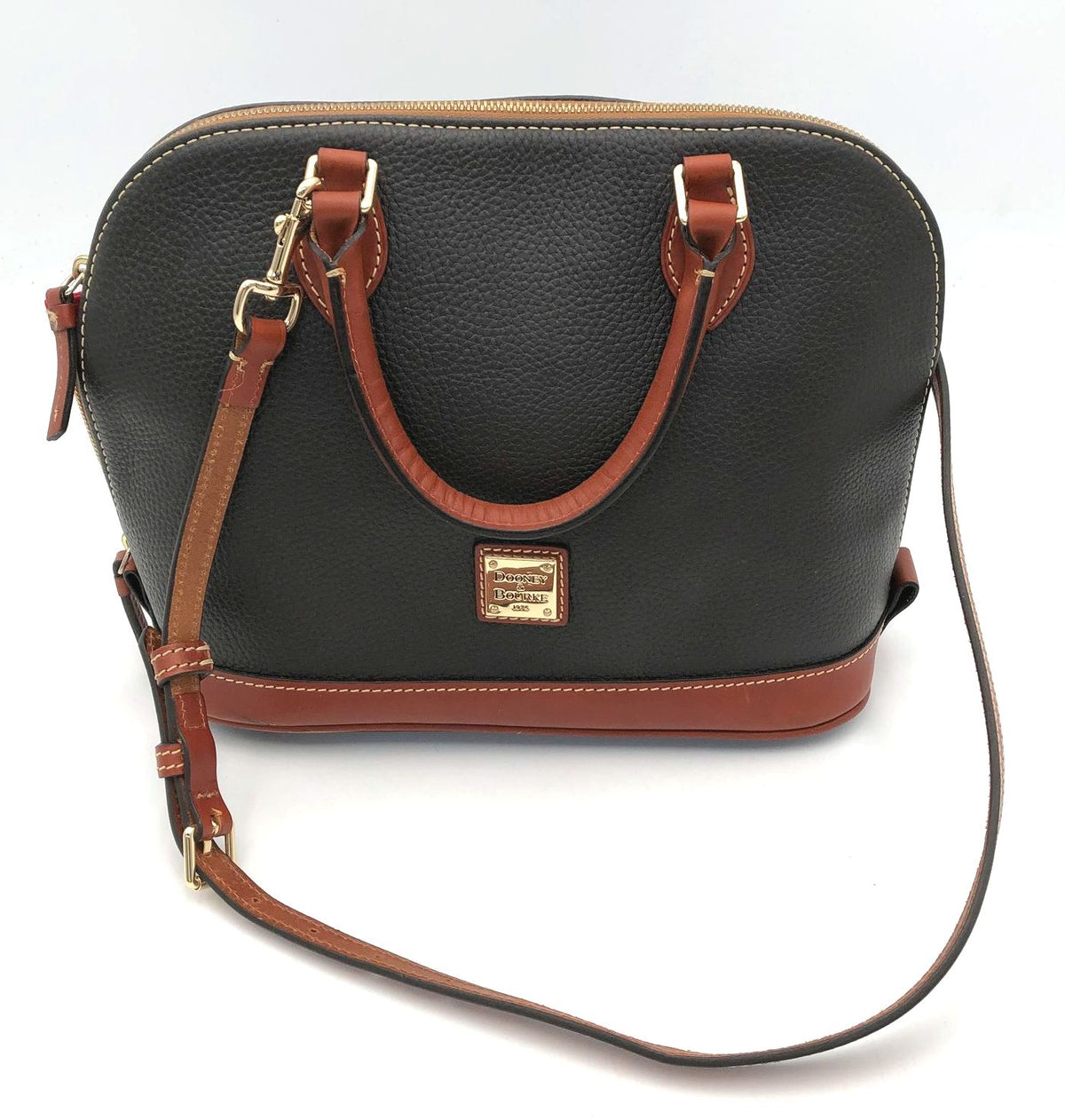 Dooney & Bourke Smoke Grey\Brown Leather Satchel Bag (+COA)