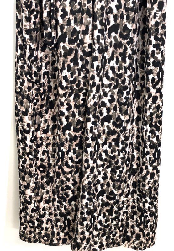 Red Carter Women's Black Leopard Print Deep V-Neck Maxi Dress NWT Sz S