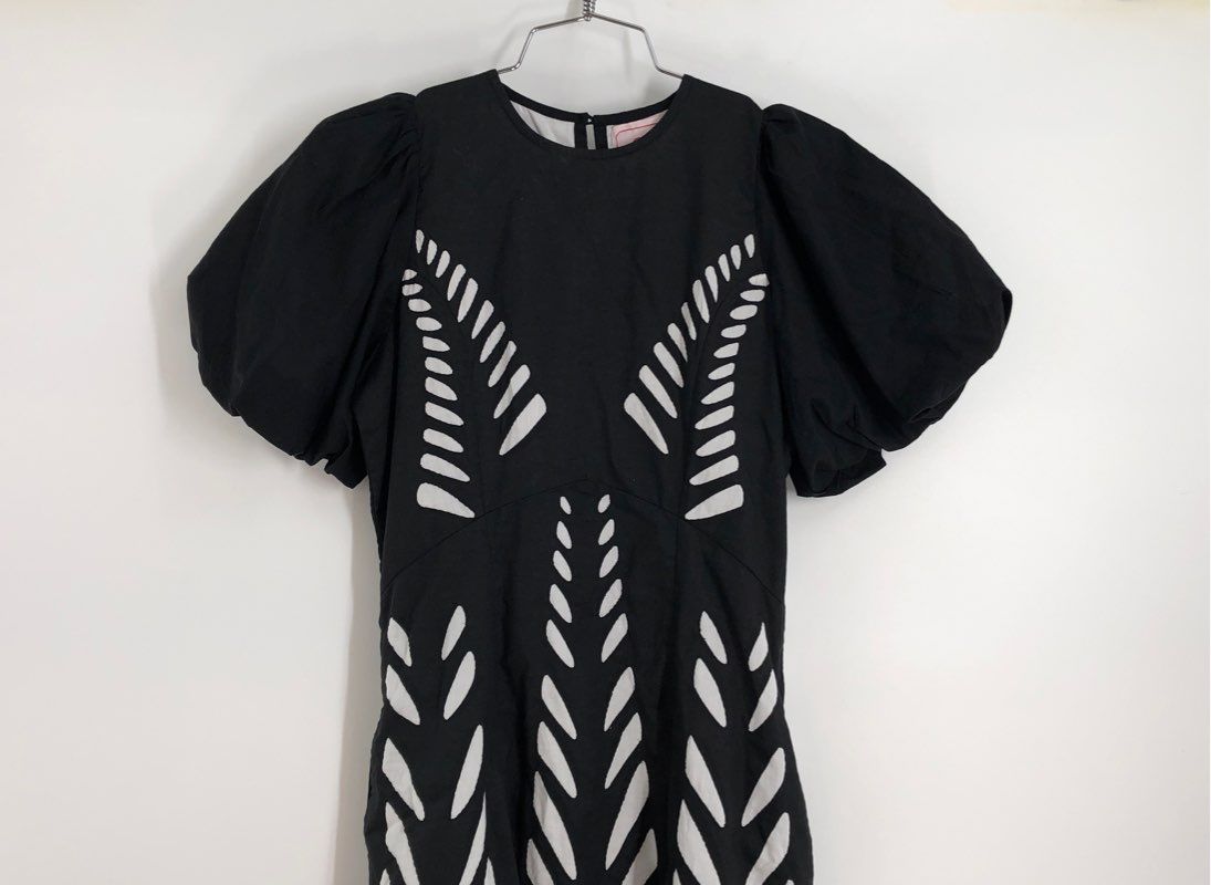 NWT Banjanan Women&#39;s Black Gracia Short Sleeve Crew Neck A-Line Dress - Size XS