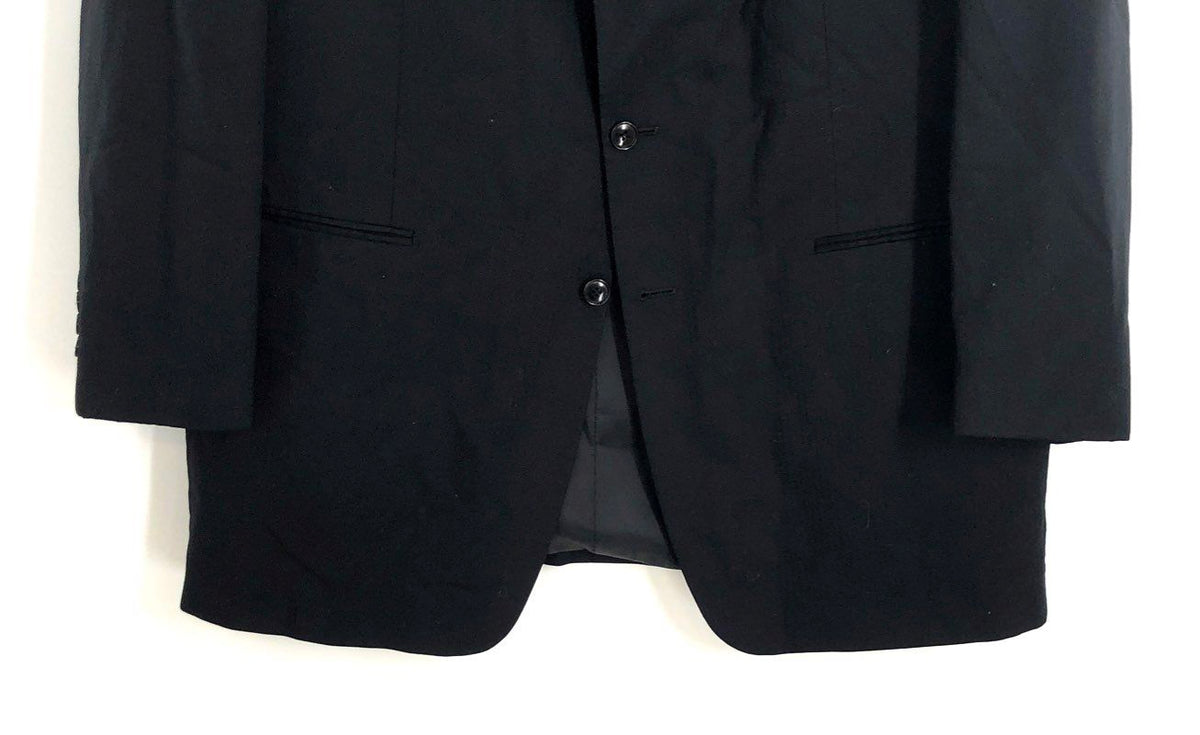 Vintage Y2K Men's Black 100% Wool 4-Button Blazer Sport Coat Sz 48L