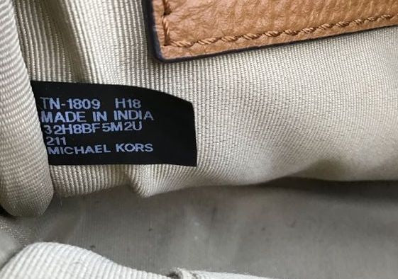 Michael Kors Brown Leather 'Ginny Woven' Crossbody Bag (+COA)