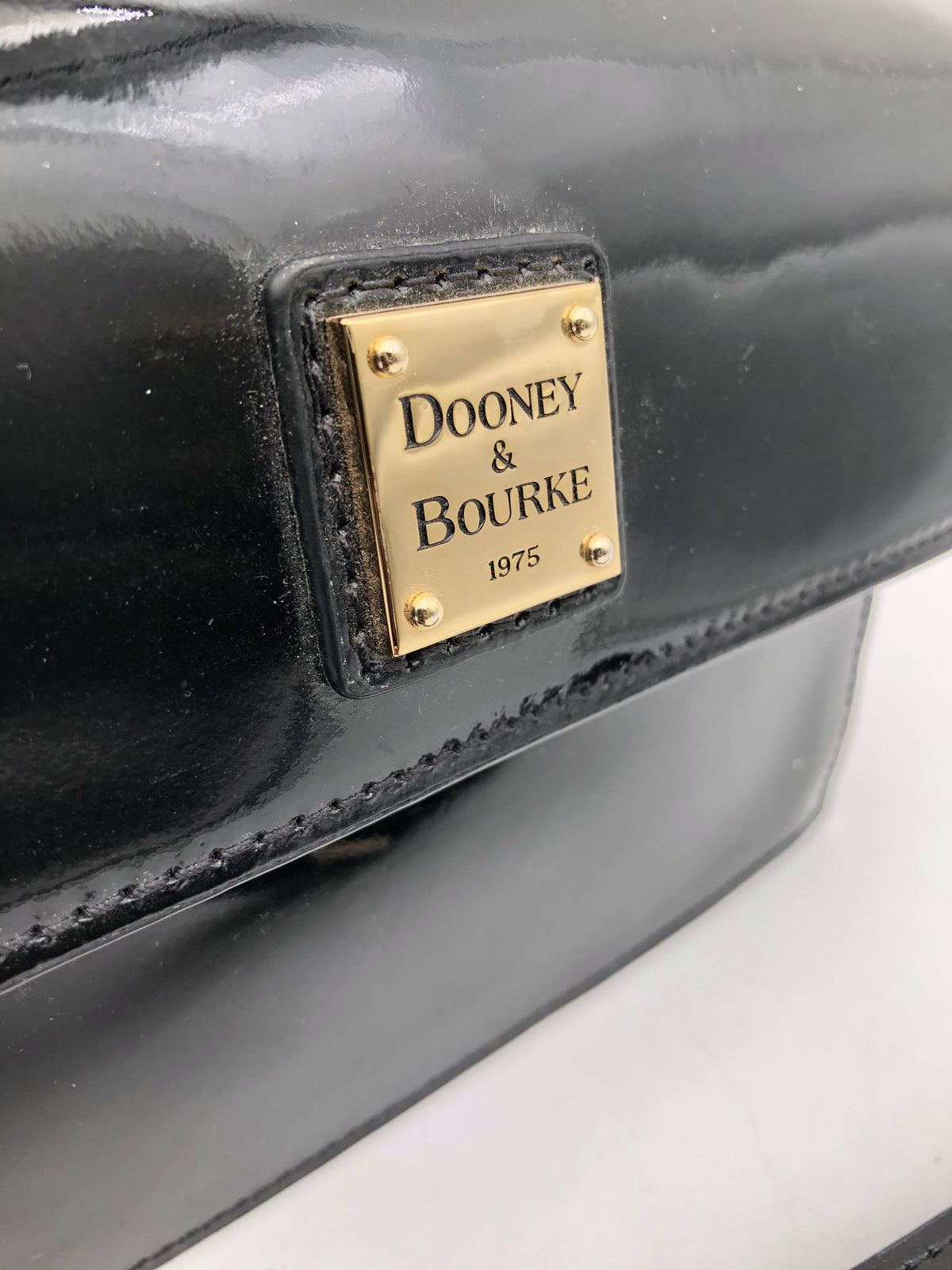 Dooney & Bourke Black Patent Leather Ashton Crossbody Bag Gold Hardware COA