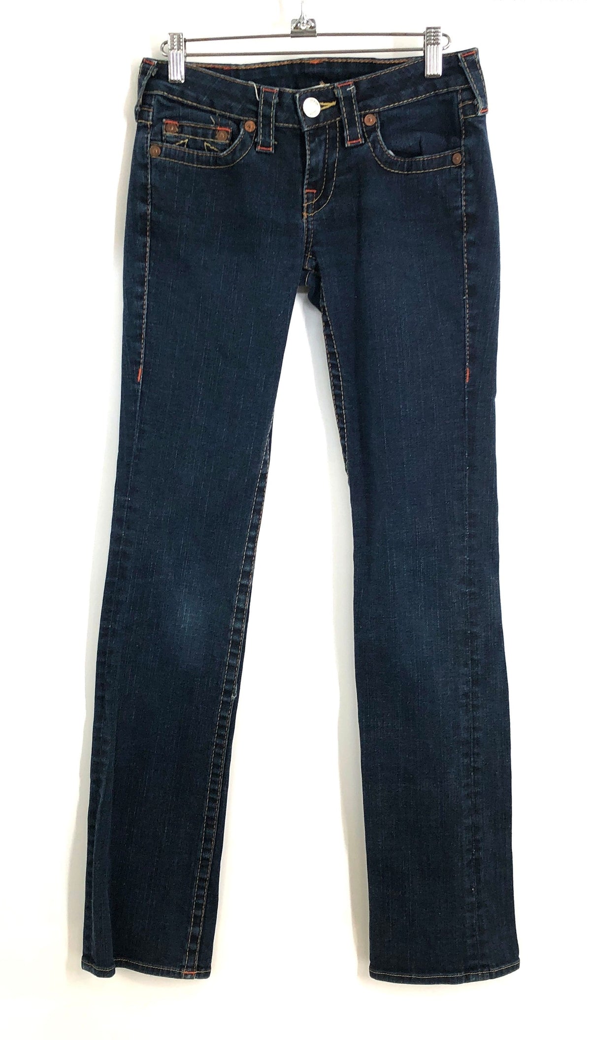 True Religion Women's Dark Indigo Straight Leg Jeans Made in USA Sz 26