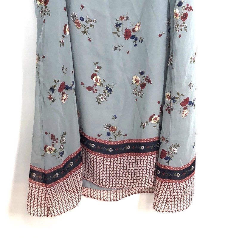 Max Studio Women's Blue Floral Sleeveless Tunic Blouse Border Print Sz L NWT