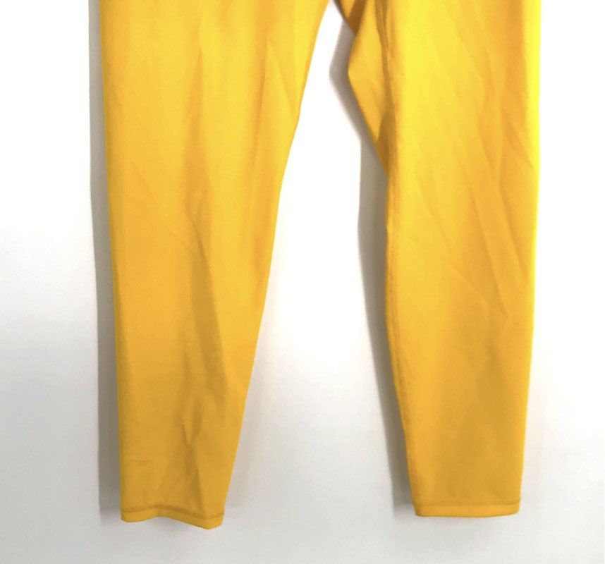 WILO The Label Women's Butter Yellow Ribbed High Waisted Leggings Sz L NWT