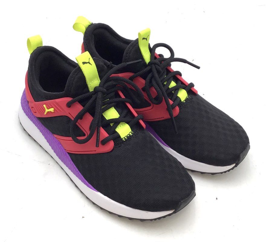 Puma Pacer Next Cage Black Pink Purple Yellow Kids Sneakers Size 4