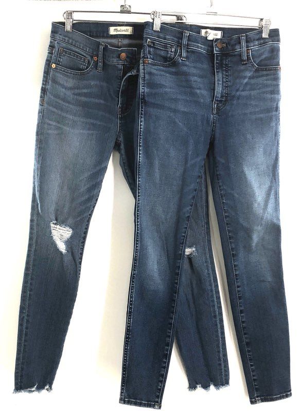 Madewell Women's 10" High-Rise Skinny Jeans Blue Distressed Sz 26 Lot of 2