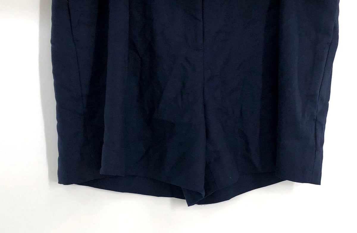 White House Black Market Women's Officer Blue Paperbag Tab Twill Shorts Sz 14
