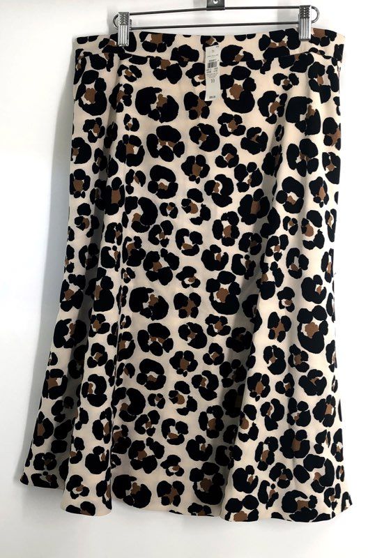 Ann Taylor Factory Women's Cheetah Leopard Print A-Line Midi Skirt NWT Sz 10