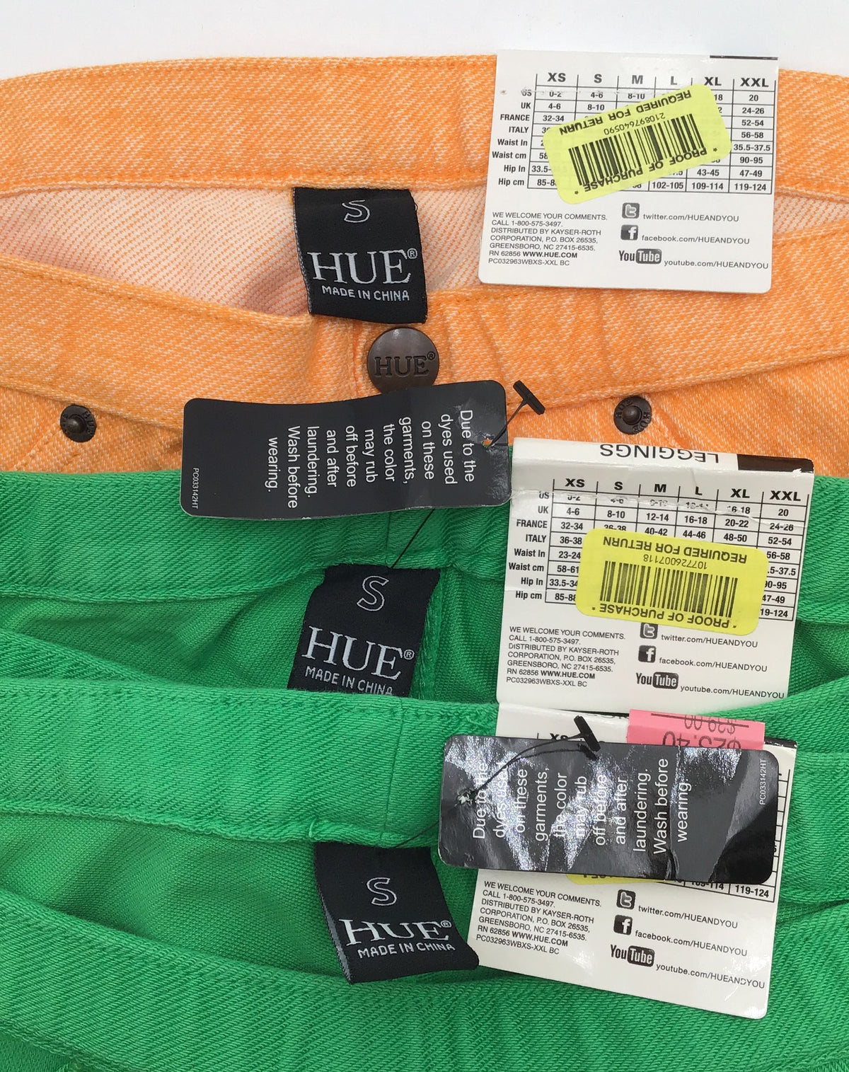 NWT Hue Women&#39;s Green Orange Ankle And Jegging Jeans - Size Small Lot Of 3