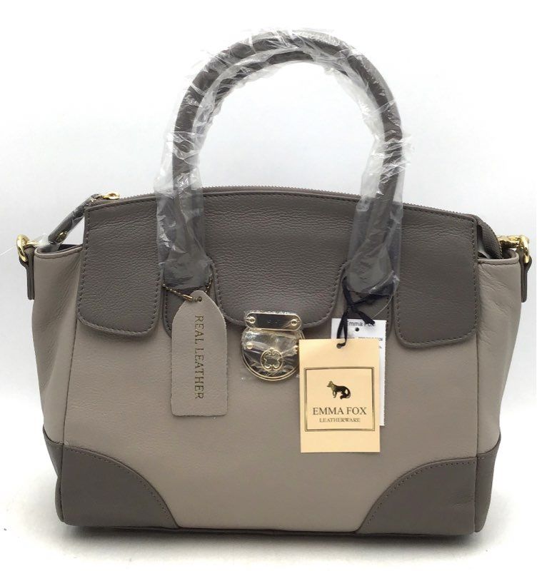 NWT Emma Fox Pebble Mushroom Leather Rochemont Satchel Bag - Size Medium