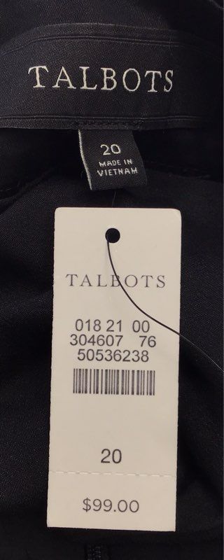 Talbots Women's Black Stretch Cotton Straight Skirt Sz 20 NWT