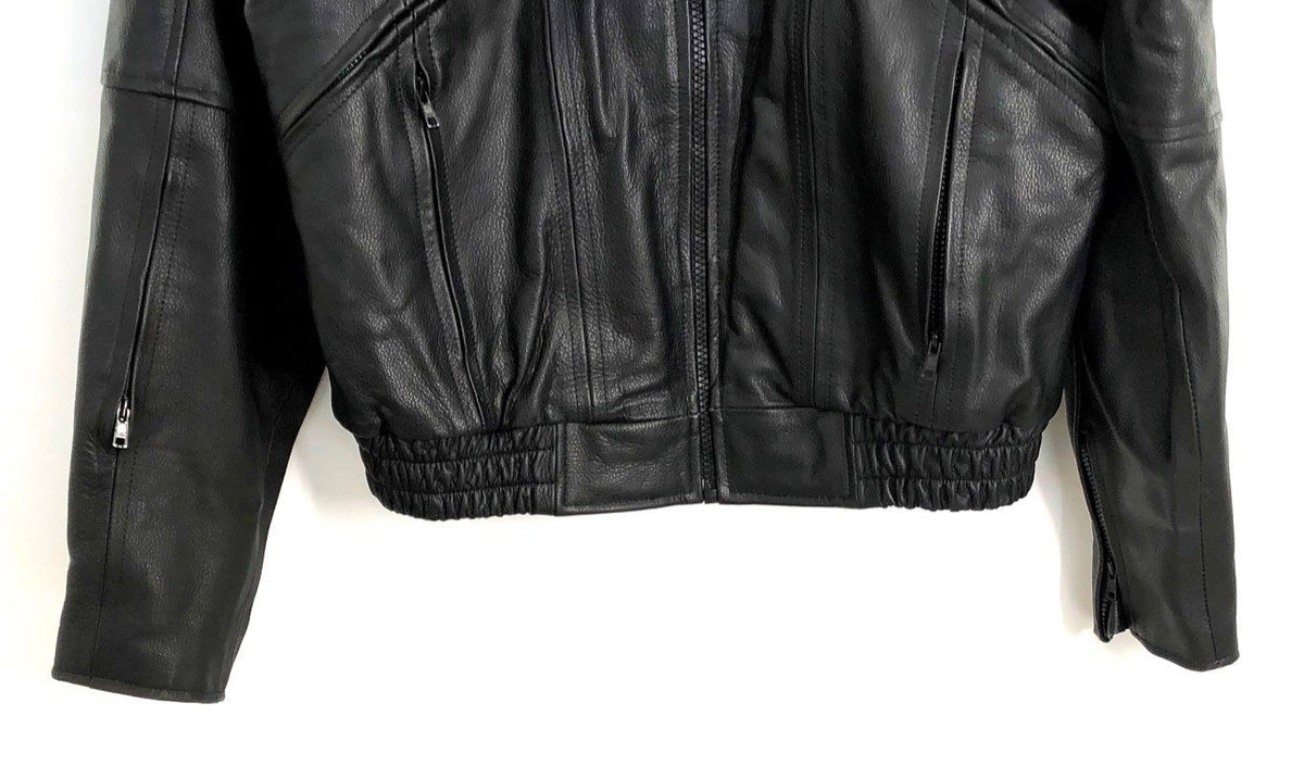 River Road Men's Black Leather Motorcycle Cruiser Jacket Vented Sz 44