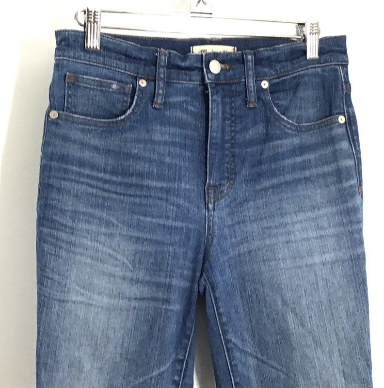 Madewell Women's 10" High-Rise Skinny Jeans Blue Raw Hem Whiskered Sz 27