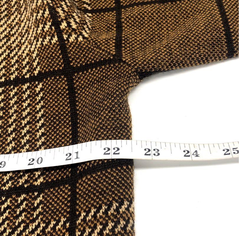 Anne Klein Women's Brown Plaid Knit Topper Sweater Jacket New With Tags Sz L