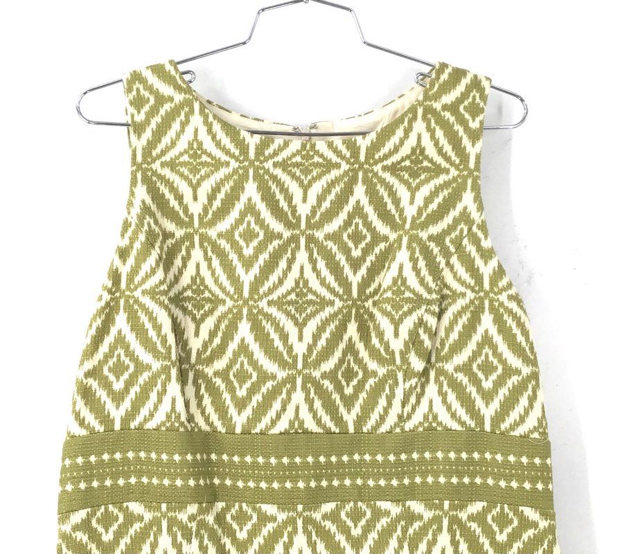 NWT Jones New York Women's Green White Geometric Cotton Sheath Dress - Size 12