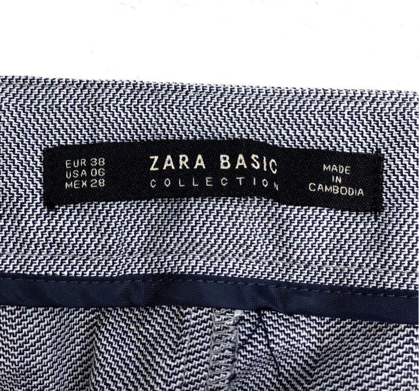 Zara Basic Women's Gray Micro Textured Herringbone Dress Pants Trousers NWT Sz 6