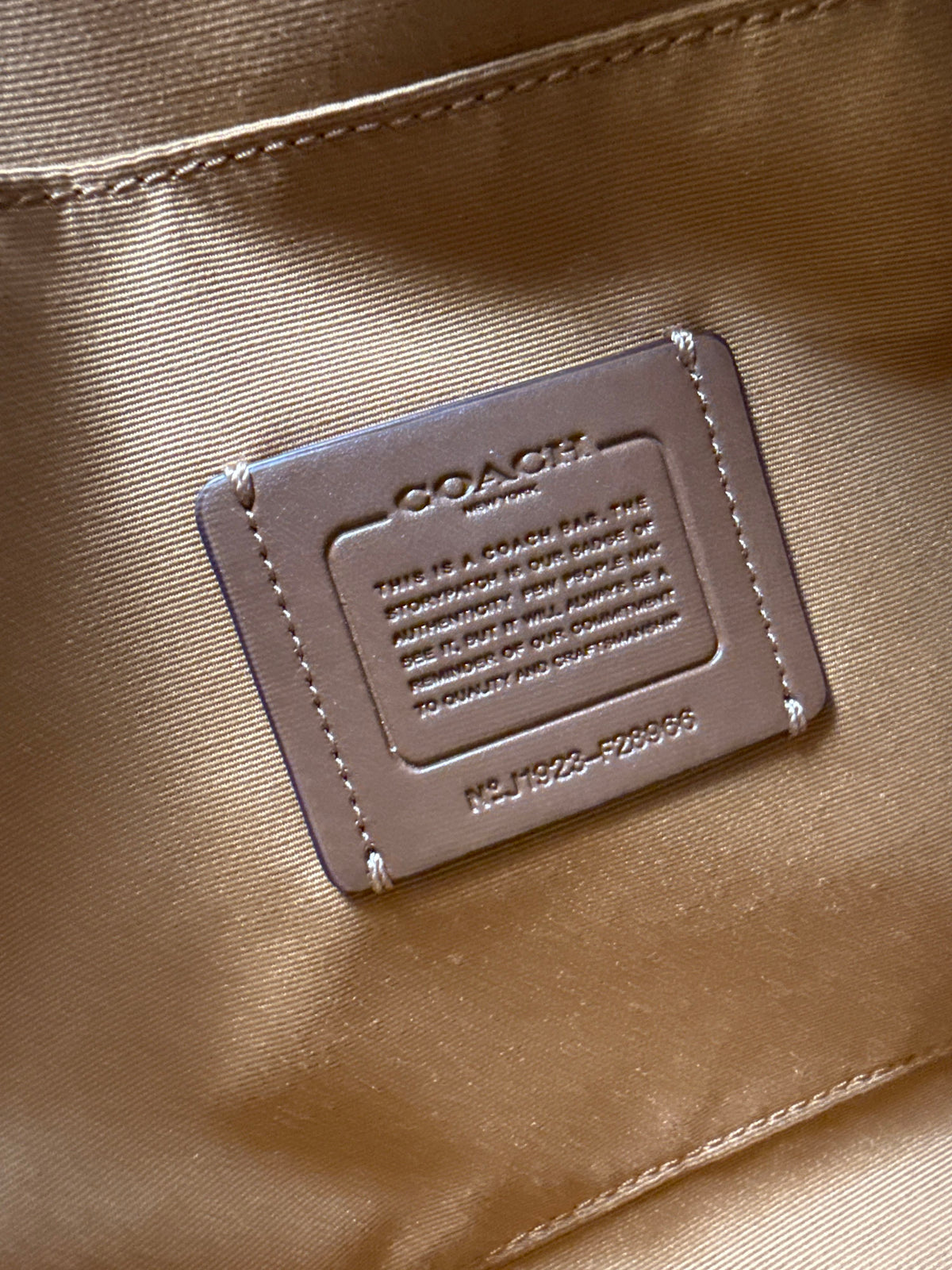 Coach Tan Pebbled Leather Mia Shoulder Bag Crossbody Gold Hardware COA