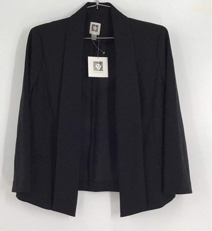 NWT Anne Klein Women&#39;s Black Shawl Collar Open Front Blazer - Size Small