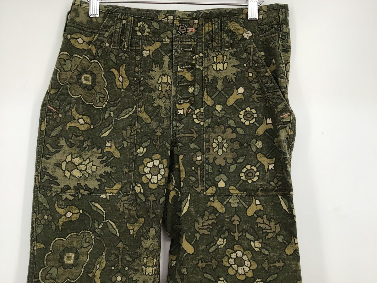 Anthropologie Women&#39;s Green Floral The Wanderer Trouser Pants - Size 26