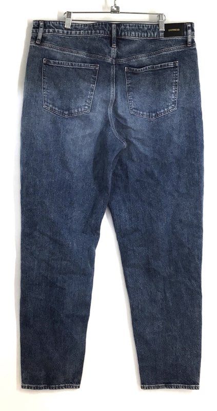 Express Women's Relaxed Tapered Mid Rise Distressed Blue Jeans Sz 16L NWT