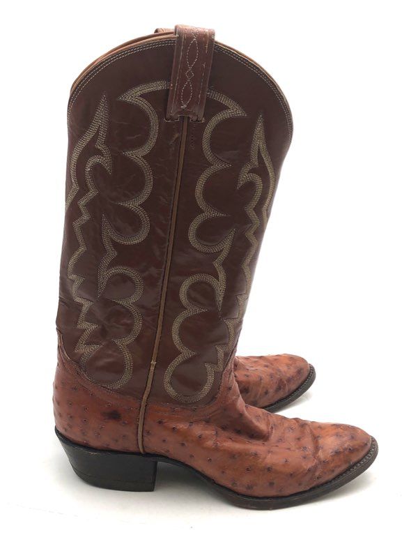 Tony Lama 8134 Brown Full Quill Ostrich Western Cowboy Boots Women's Size 7.5 B