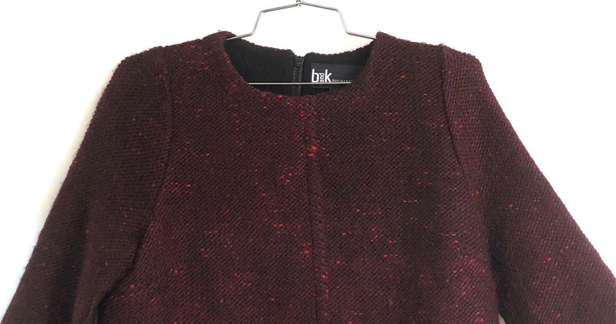 Buchanan & Kang Women's Burgundy Marled Zip Back Cropped Knit Top Sz XS