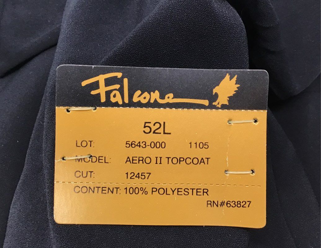 Falcone Men's Aero II Topcoat Black Belted Polyester Trench Jacket Sz 52L NWT