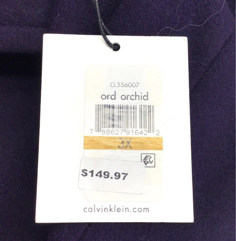 Calvin Klein Women's Purple Orchid Plus Size 3X Button Front Coat Jacket NWT