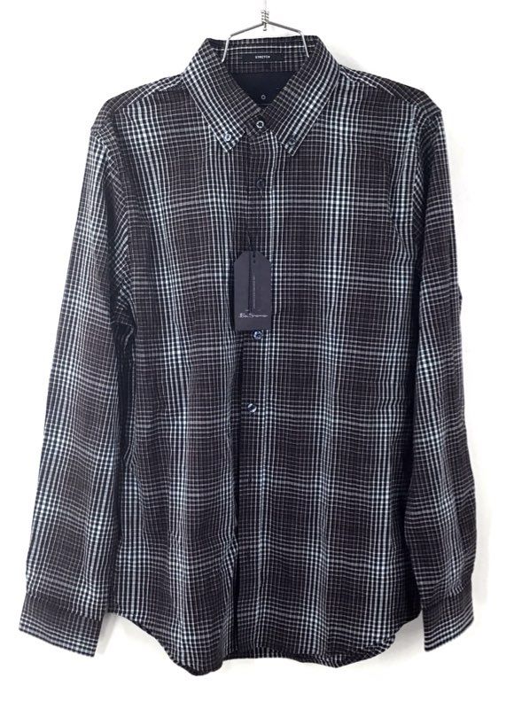 NWT Ben Sherman Men's Multicolor Plaid Stretch Button-Up Shirt Size M