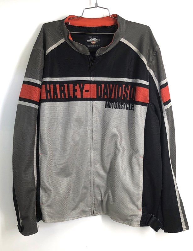 Harley-Davidson Mesh Motorcycle Riding Jacket Black Grey Orange Sz 3XL