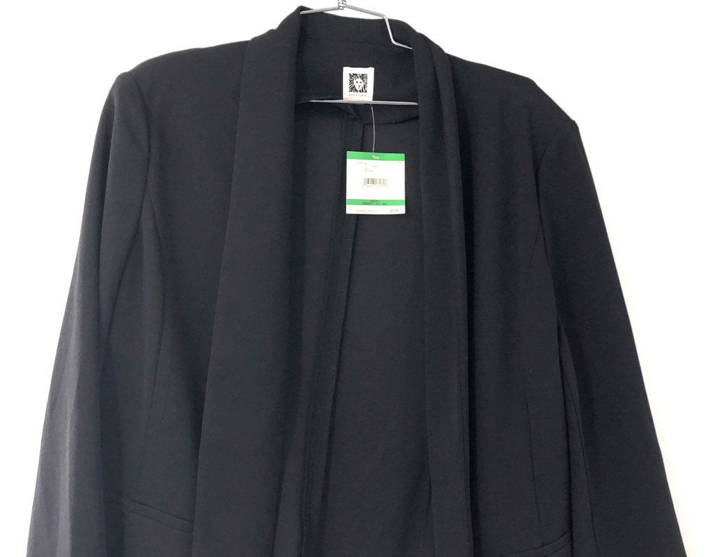 Anne Klein Women's Black Open Front Blazer Jacket Stretch Professional NWT Sz L
