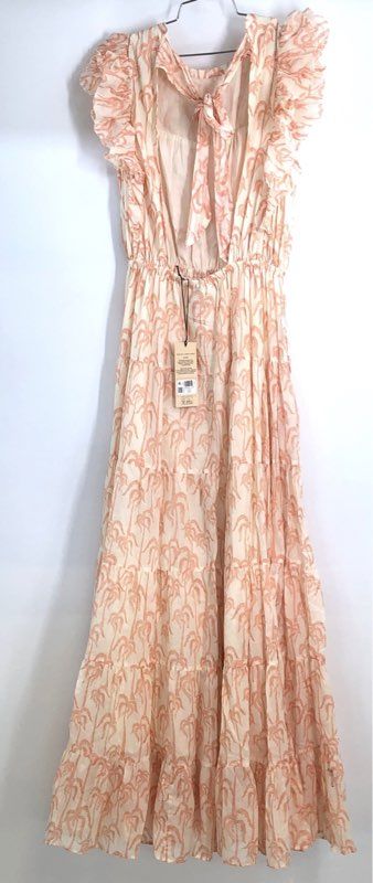 Scotch & Soda Women's Cream Orange Palm Tree Print Cutout Maxi Dress NWT Sz S