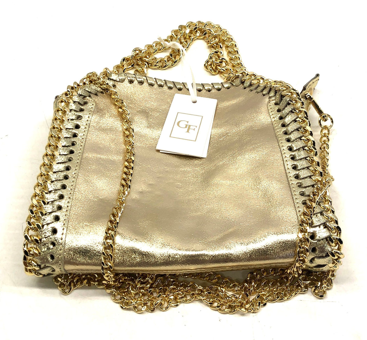 German Fuentes Gold Italian Leather Chelsea Chain Bag Crossbody NWT