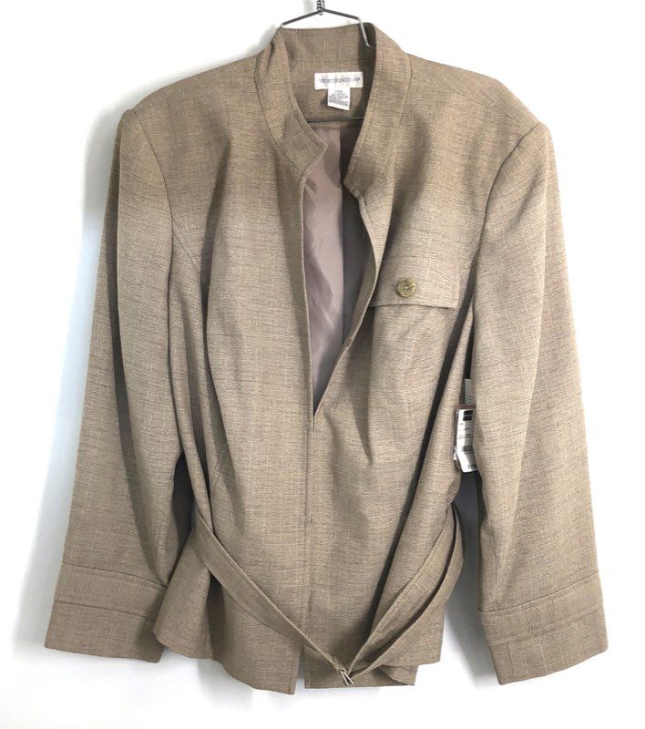 Worthington Women's Cream Linen Look Belted Blazer Jacket Sz 24W NWT
